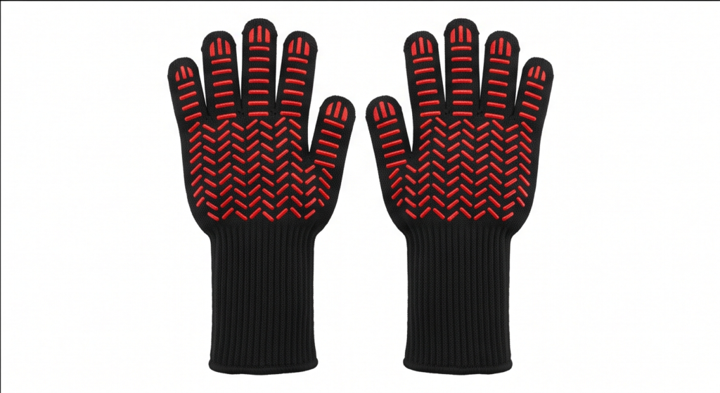 Guantes térmicos ignífugos con agarre antideslizante de silicona para manipular brasas de barbacoa